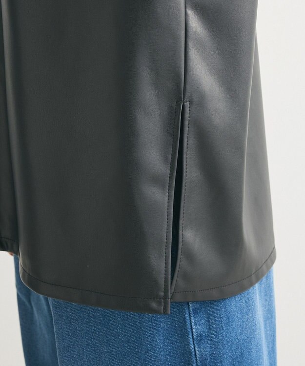 Green Parks フェイクレザーＶネックベスト Black