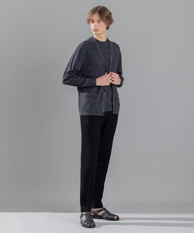 JOSEPH HOMME リネンナイロンプレーン　半袖クルーネックニット ブラック系