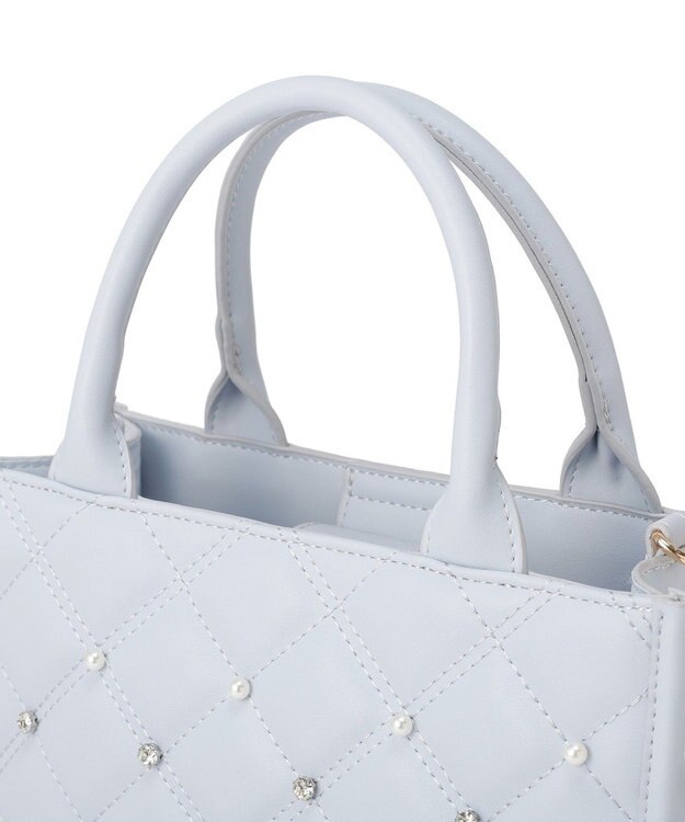 Maison de FLEUR パールビジューキルティングスクエアショルダー Light Blue