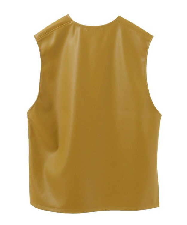 Green Parks フェイクレザーＶネックベスト Lime Green