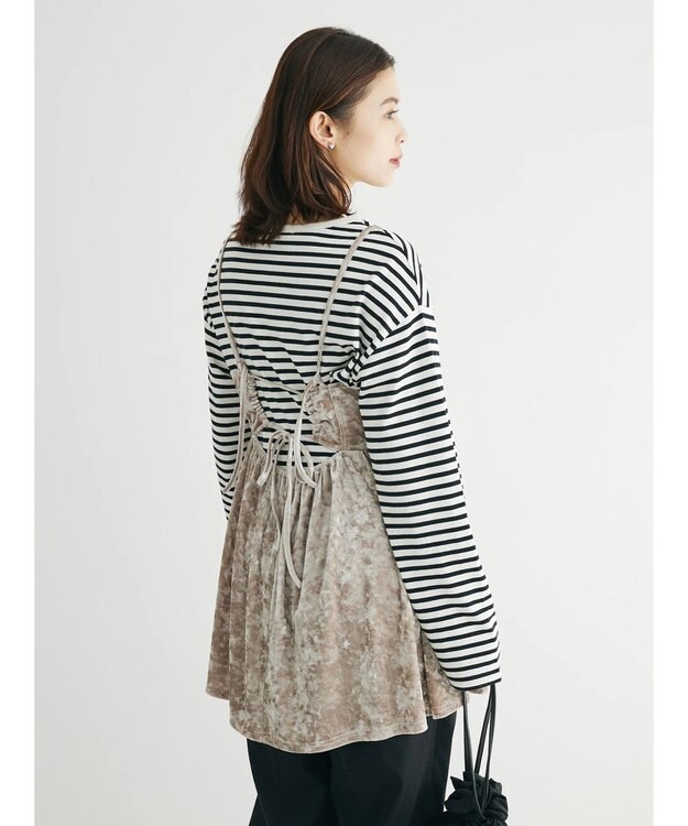 Green Parks ・ＥＬＥＮＣＡＲＥ　ＤＵＥクラッシュベロアキャミチュニック Beige