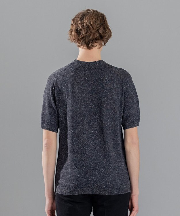 JOSEPH HOMME リネンナイロンプレーン　半袖クルーネックニット ブラック系