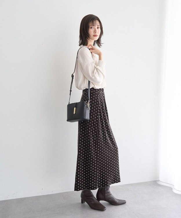 YECCA VECCA グリッタードットベロアナロースカート Brown