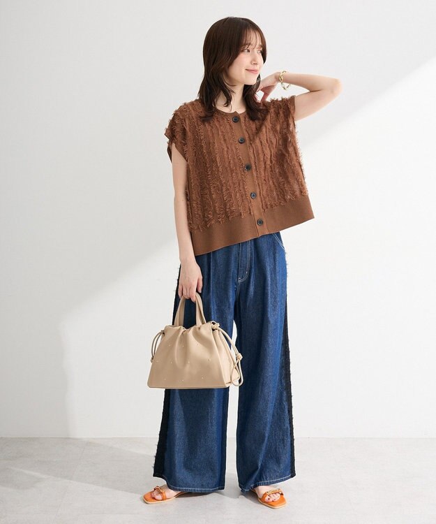 Green Parks ２ｗａｙドロストスタッズショルダーバッグ Beige