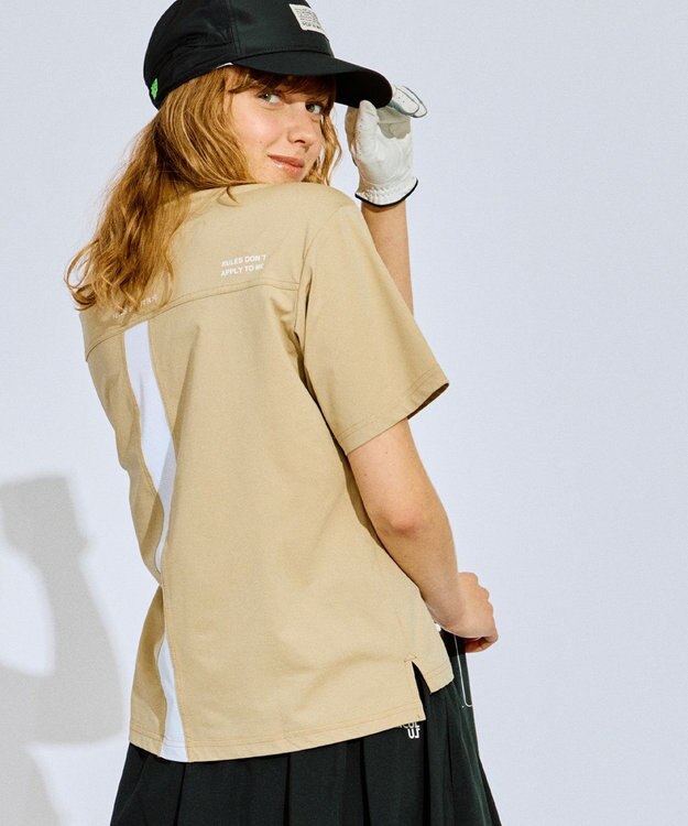 PW CIRCULUS 【吸水速乾 / UV遮蔽率99% UVカット / ストレッチ】【WOMEN】メッシュポケットモックネックT ゴルフウェア レディース ベージュ系