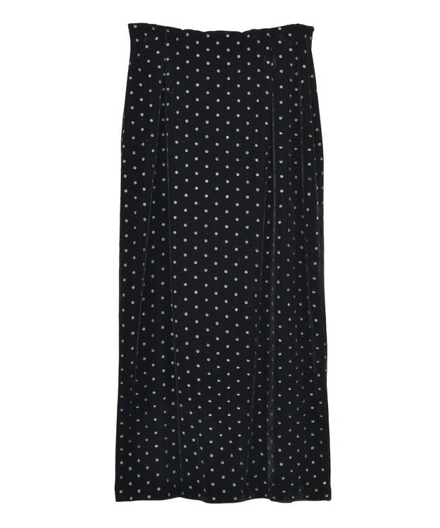 YECCA VECCA グリッタードットベロアナロースカート Black