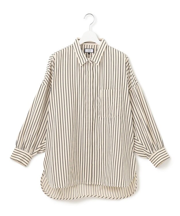 J.PRESS YORK STREET 【WOMEN】コットンタイプライター バックドレープブラウス ブラック系1