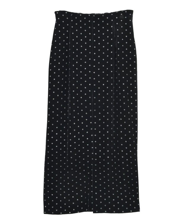 YECCA VECCA グリッタードットベロアナロースカート Black