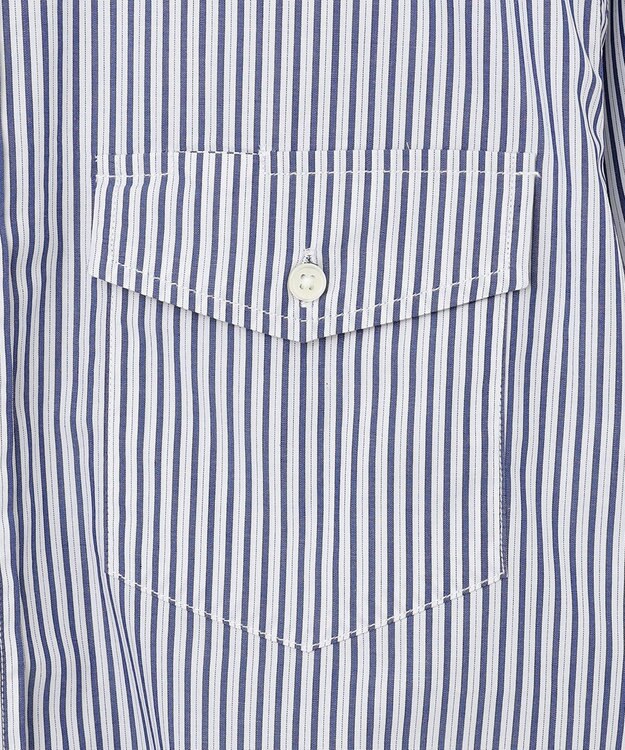 J.PRESS MEN ポプリンマルチストライプ バンドカラーシャツ ネイビー系1