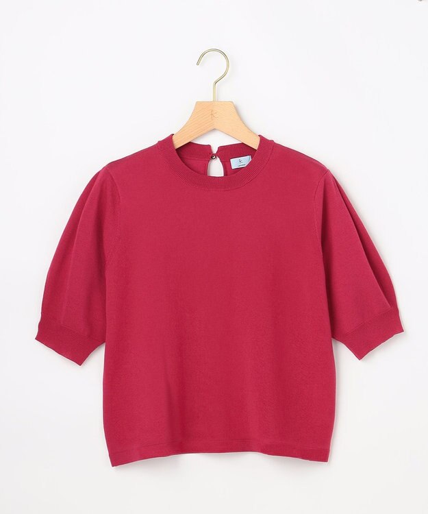 組曲 シアー ニット５分袖 プルオーバー チェリーローズ系