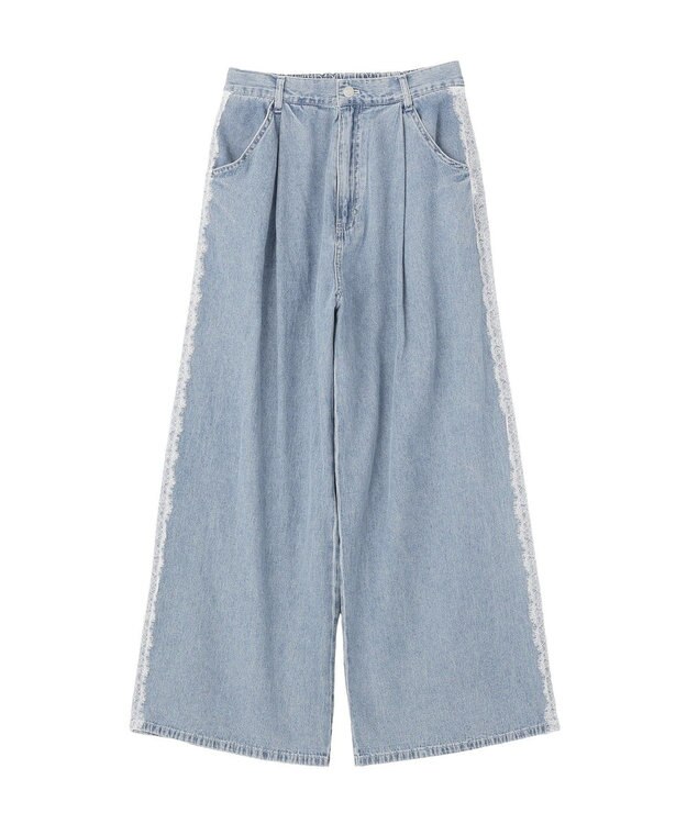 Green Parks サイドレースデニムワイドパンツ Light Indigo