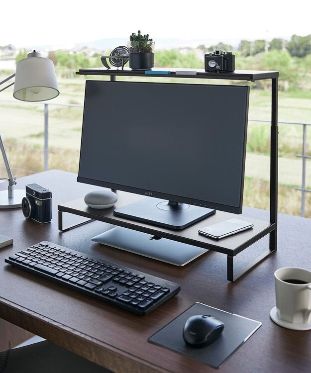 tower モニター上下ラック タワー 2段 ブラック ブラック