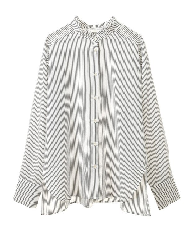 Green Parks フリルカラーシャツ Stripe