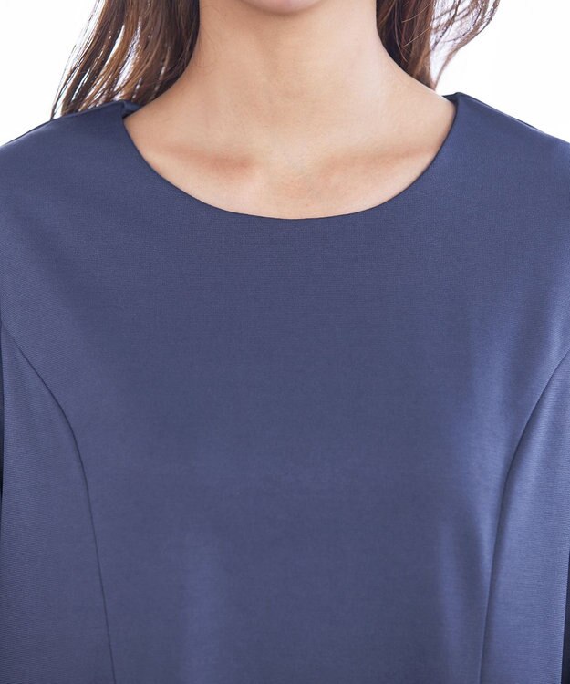 Tiaclasse L 【洗える】サイドリボンポンチチュニック ネイビー