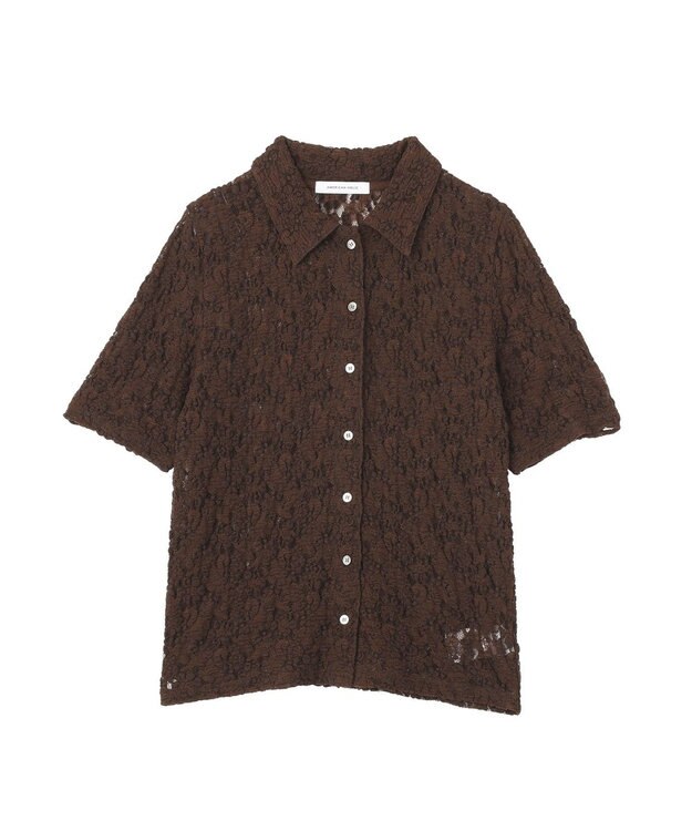 AMERICAN HOLIC 半袖襟付きレースカーディガン Brown