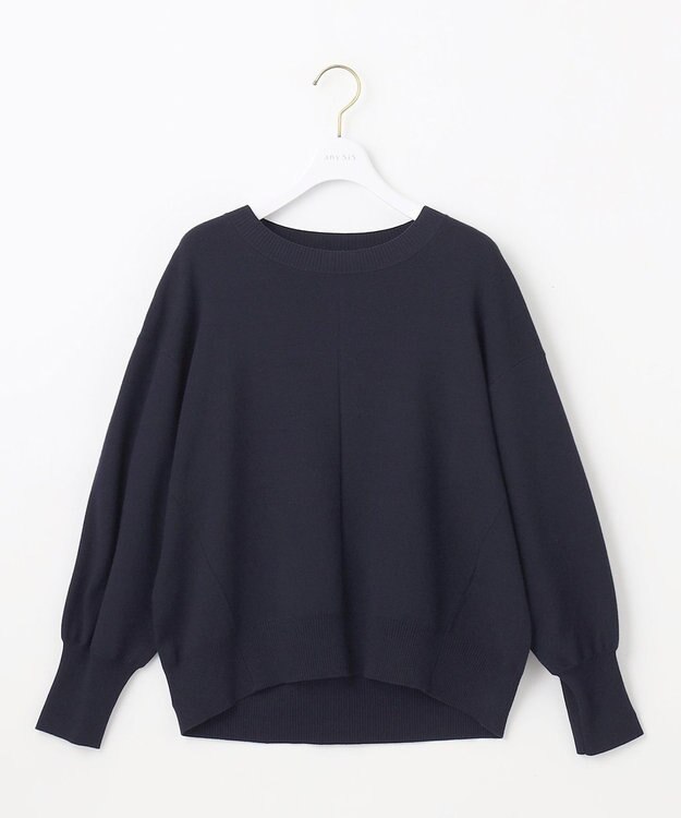 ANY SIS 【洗える】フロントライン ニット ネイビー