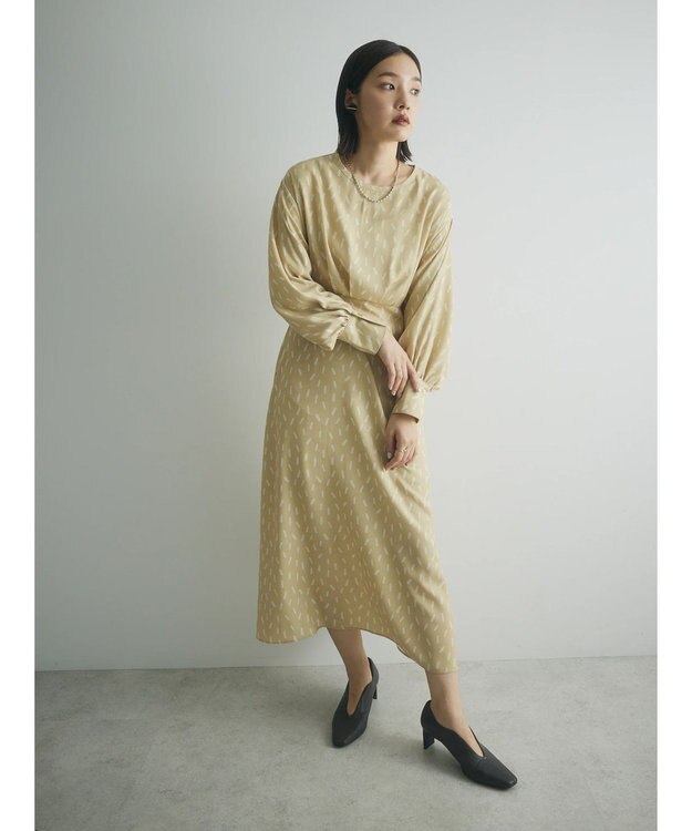 Green Parks armonia．スクエアドットプリントタックワンピース Yellow