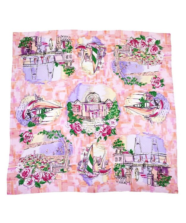 Marca ＜春の新色！＞【伝統横濱スカーフ】リゾートランド 大判 シルクツイル スカーフ ピンク