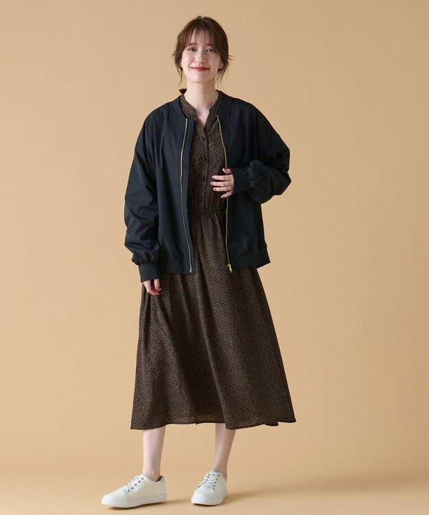 ANY 【洗濯機可能/撥水】MA-1 ギャザーブルゾン ブラック