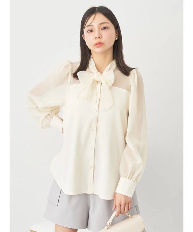 earth music&ecology シアードッキングブラウス Ivory