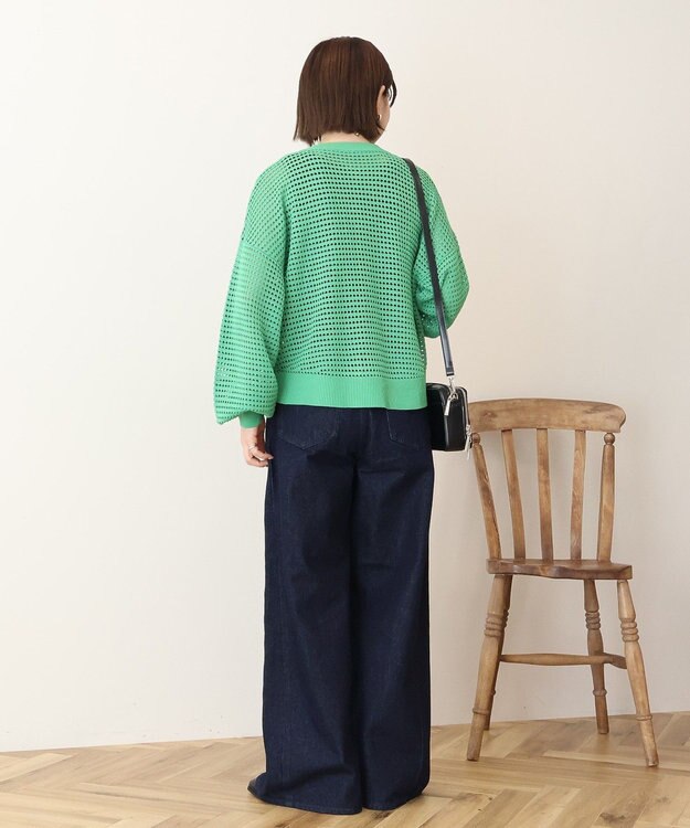 AMERICAN HOLIC 【先行予約】ジップアップメッシュニットカーディガン【WEB限定カラー有り】 Green