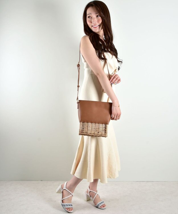 LA BAGAGERIE 【maison vert】【柳バスケット使用】コンビスクエアかごバッグ キャメル