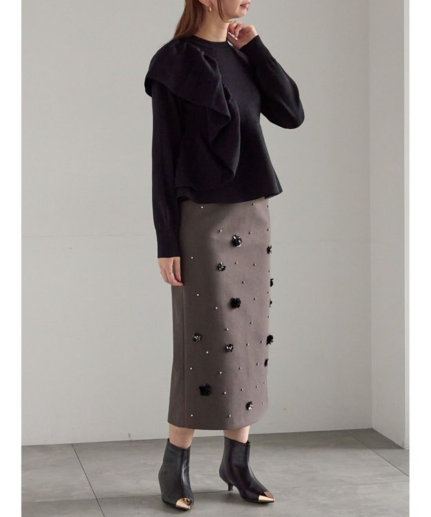 Te chichi ビジューデザインナロースカート《2025winter catalog item》 モカ