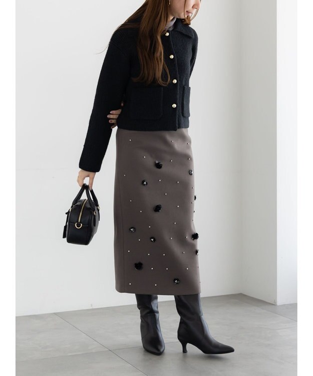 Te chichi ビジューデザインナロースカート《2025winter catalog item》 モカ