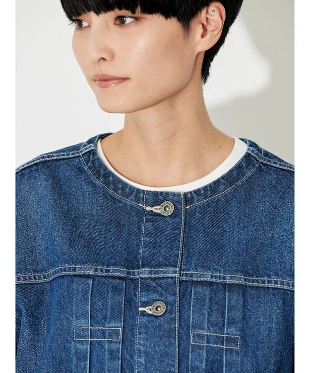 AMERICAN HOLIC ノーカラーデニムＧジャン Indigo