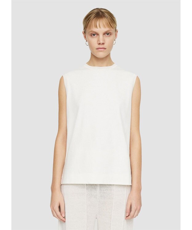 JOSEPH 【洗える】マーセライズコットン　ラウンドネックタンクトップ Ivory