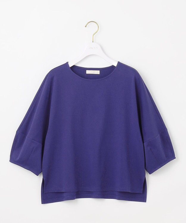 ANY SIS S 【撥水・汗ジミ防止・UVケア・洗える】スーピマスムース クロップド Tシャツ ダークブルー