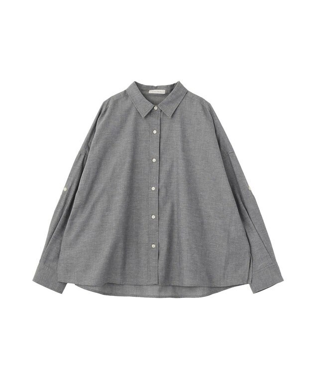 Green Parks 綿麻混シャツ Gray