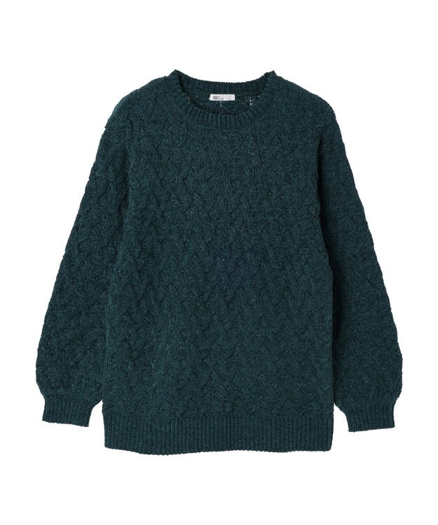 CRAFT STANDARD BOUTIQUE 洗えるモールケーブルニットチュニック Green