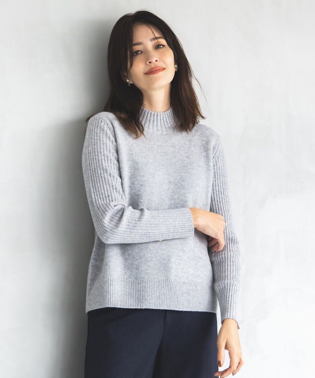 J.PRESS LADIES 【洗える】CASHBIT NEO ハイネックニット ライトグレー系