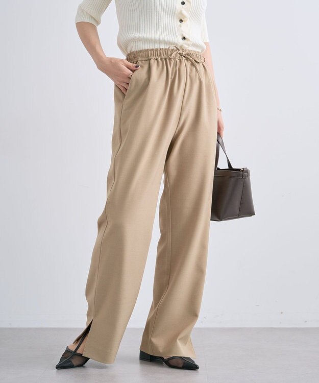 Green Parks 裾スリットイージーフレアパンツ Beige