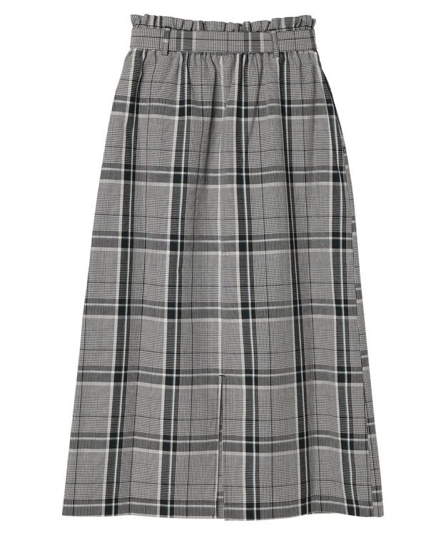 Green Parks 綿麻混バックルベルト付タイトスカート Check Black