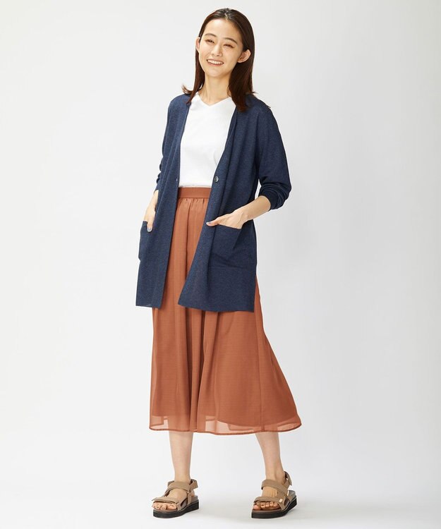 J.PRESS LADIES 【洗える】ブライトスパンボイルAタック スカート オレンジ系