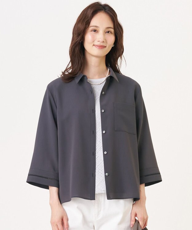 J.PRESS LADIES トロピカルボイル シャツ ブラウス スレート系