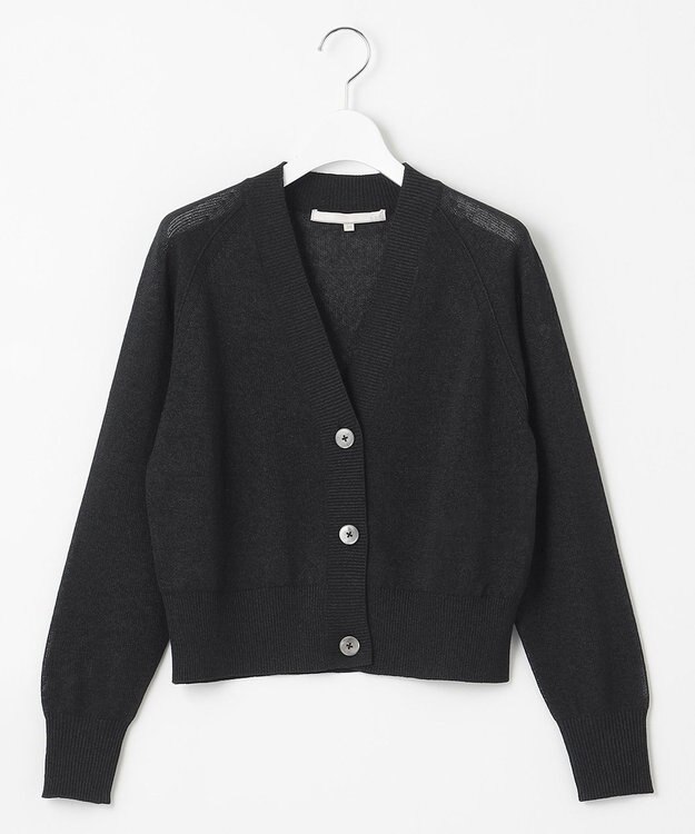 自由区 L 【洗える】ペーパーブレンド カーディガン ブラック系