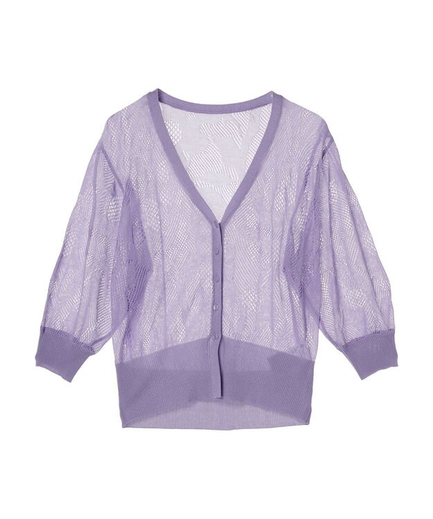 earth music&ecology 花柄シアーカーディガン Lavender