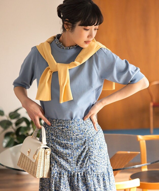 組曲 L フラワーレイヤープリント ブラウス ブルー系5