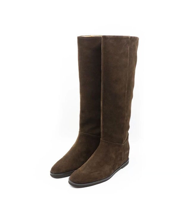 APOM インヒールロングブーツ40 ダークブラウンスエード