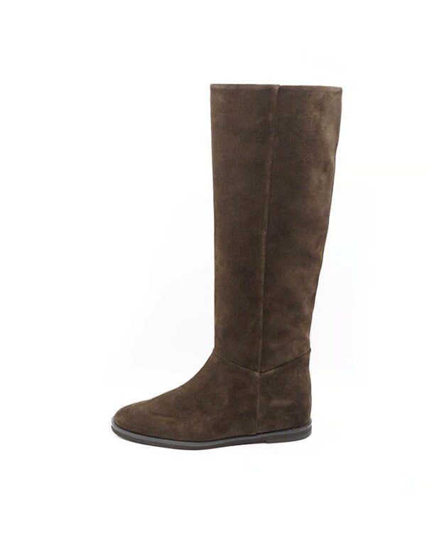 APOM インヒールロングブーツ40 ダークブラウンスエード
