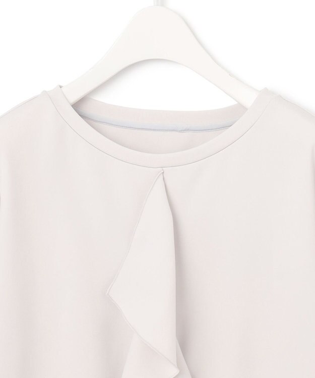 ICB 【洗える】シャイニースムース ドレープフリルカットソー ライトグレー系