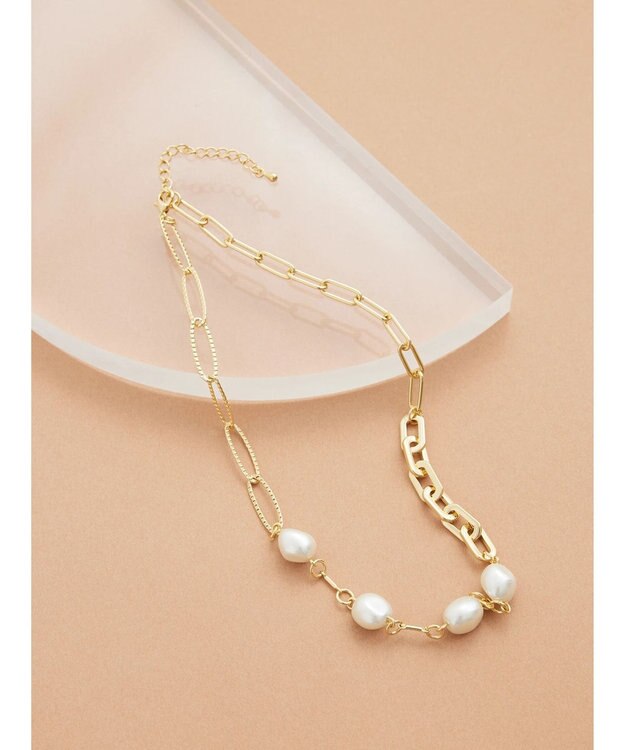 Green Parks ・ＨＡＬＦ　ＴＩＭＥ　チェーン×パールネックレス Gold