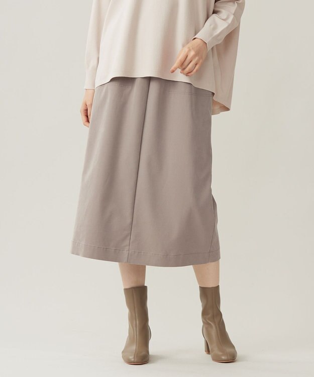 自由区 L 【洗える】ソフトレーヨンツイル スカート モカ