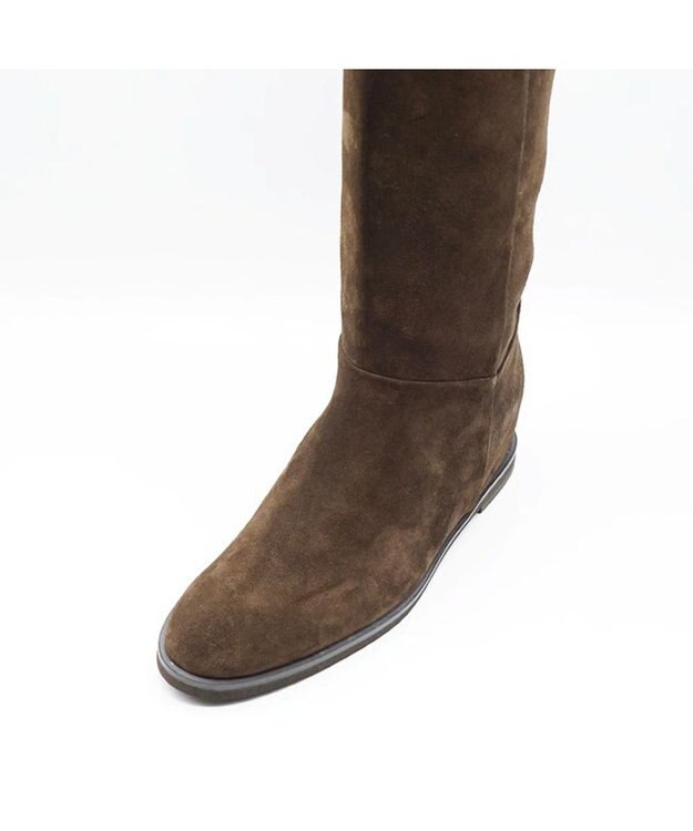 APOM インヒールロングブーツ40 ダークブラウンスエード