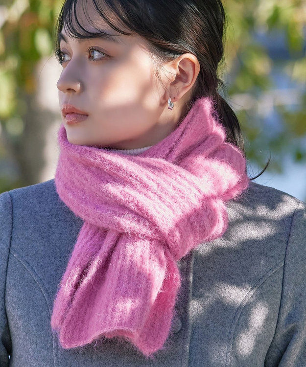 Tiaclasse リブ編みマフラー ピンク