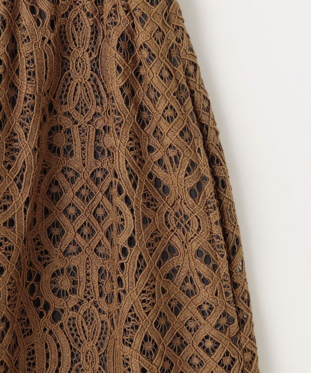 自由区 S 【SHIHOさん着用】バイカラーレース スカート キャメル×グレー