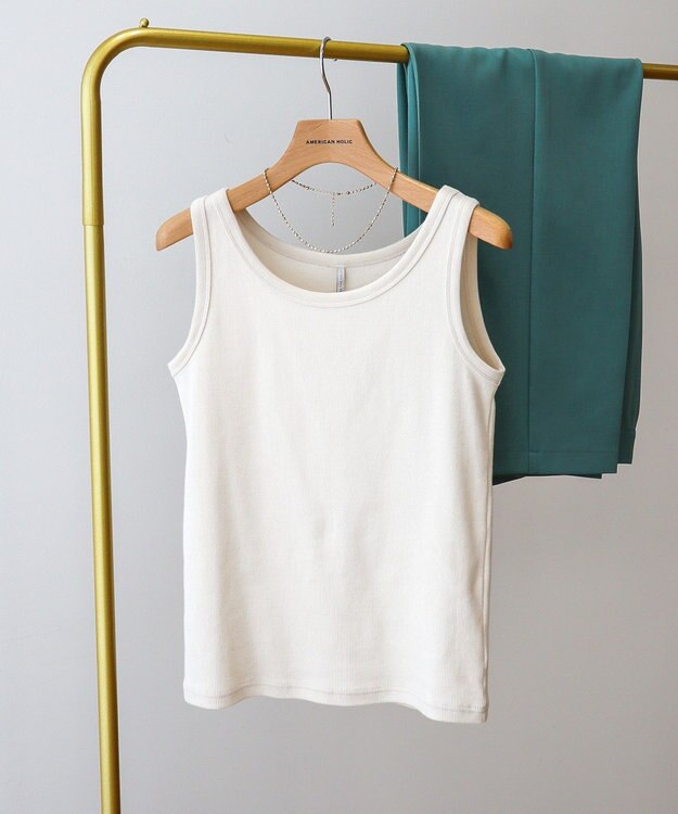 AMERICAN HOLIC 抗菌防臭テレコタンクトップ Ivory